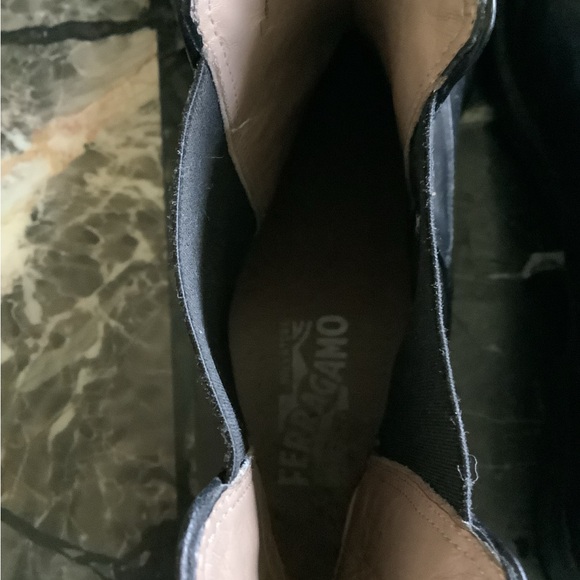 Salvatore Ferragamo Chelsea Black Italian Calfskin leather ankle boots size 12 D - Picture 12 of 13